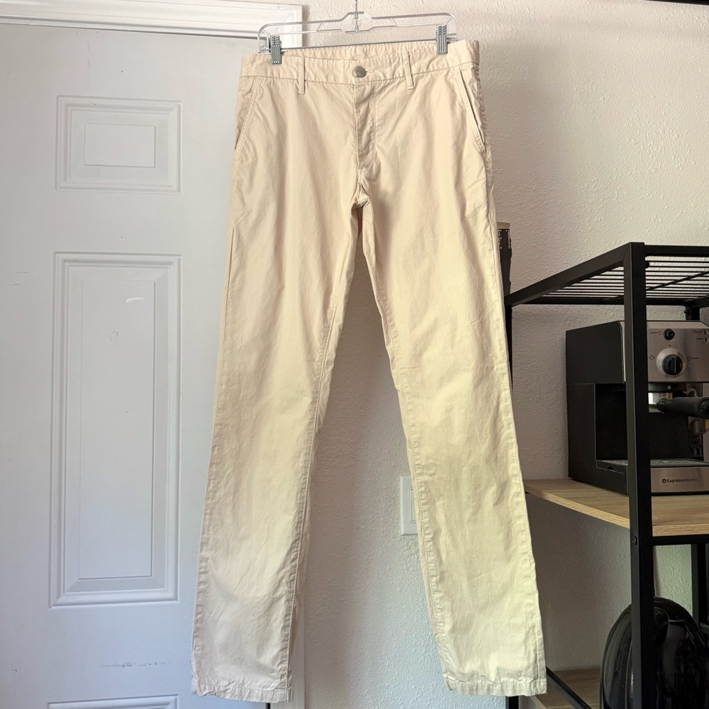 GROWN & SEWN ivory cream‎ cotton slim leg pants